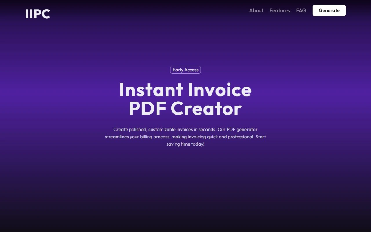 Instant Invoice PDF Creator — website design